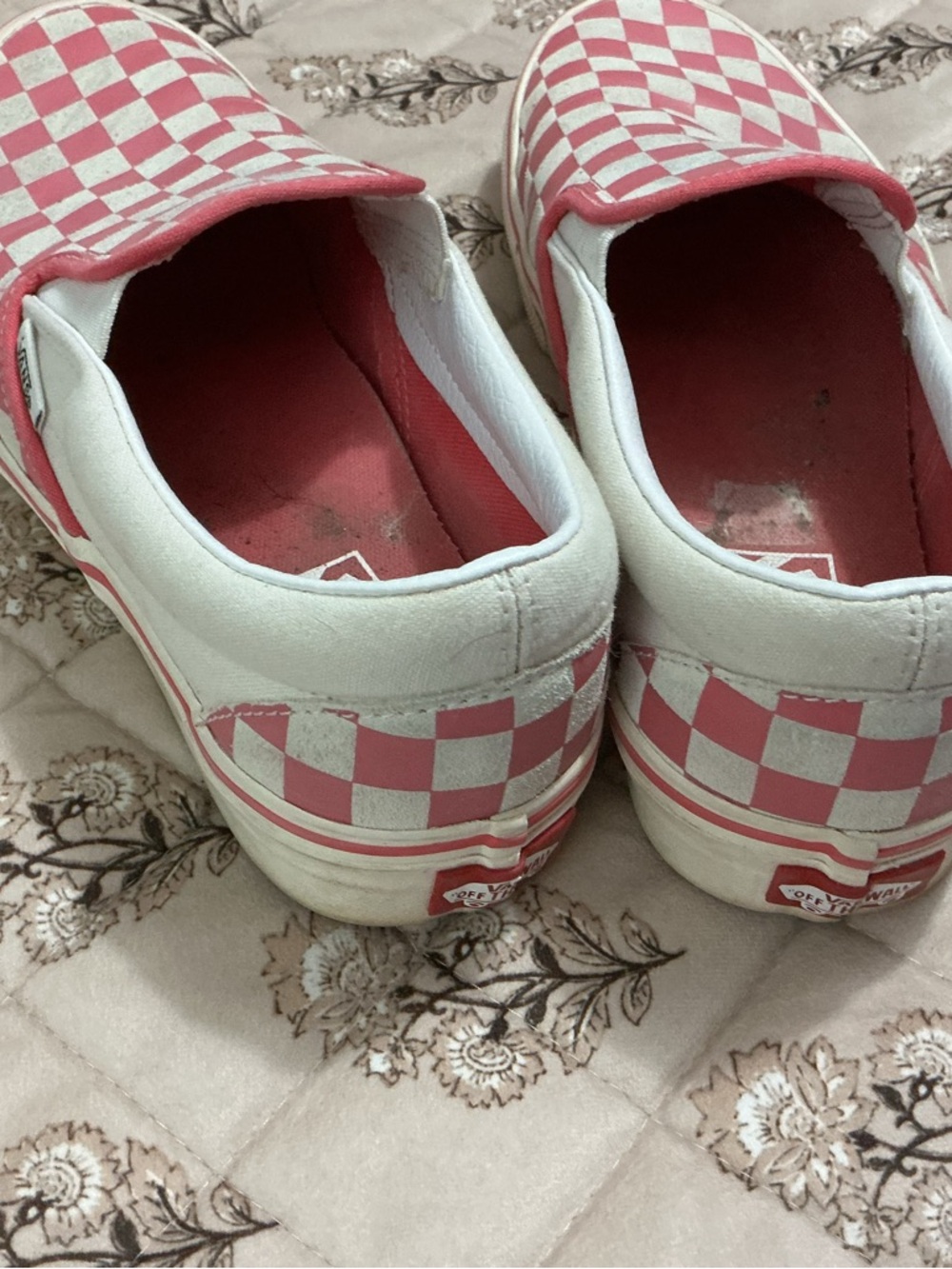 Vans Pink & White Checkerboard Slip-On Sneakers - Picture 3 of 4